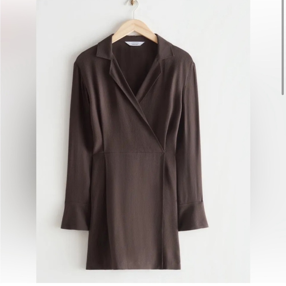 & Other Stories Chocolate Brown Textured Dress